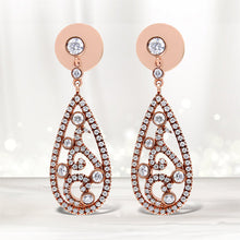 Load image into Gallery viewer, 18K Rose Gold 1 1/4 Cttw Diamond Teardrop Shaped Drop and Dangle Screw Back Stud Earring (F-G Color, VS1-VS2 Clarity)