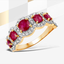 Load image into Gallery viewer, 1.99 Carat Genuine Ruby and White Diamond 14K Yellow Gold Ring