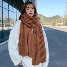 Load image into Gallery viewer, Winter Simple Soft Colorful Knitted Wool Scarf Solid Warm Scarves Lightweight Casual Couple Muffler Striped Elegant Hijab Cashmere Scarf Neck Scarf Christmas Gift For Women