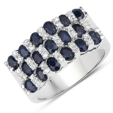 Load image into Gallery viewer, 3.66 Carat Genuine Blue Sapphire and White Topaz .925 Sterling Silver Ring