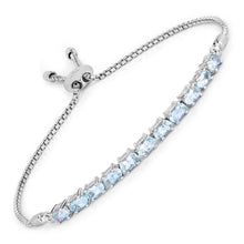 Load image into Gallery viewer, 2.20 Carat Genuine Aquamarine .925 Sterling Silver Bracelet