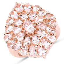 Load image into Gallery viewer, 18K Rose Gold Plated 4.55 Carat Genuine Morganite .925 Sterling Silver Ring