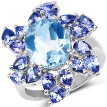 Load image into Gallery viewer, 6.52 Carat Genuine Blue Topaz & Tanzanite .925 Sterling Silver Ring