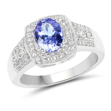 Load image into Gallery viewer, 1.42 Carat Genuine Tanzanite & White Topaz .925 Sterling Silver Ring