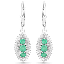 Load image into Gallery viewer, 3.52 Carat Genuine Zambian Emerald and White Topaz .925 Sterling Silver 3 Piece Jewelry Set (Ring, Earrings, and Pendant w/ Chain)
