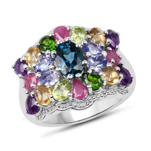 Load image into Gallery viewer, 4.02 Carat Genuine Multi Stone .925 Sterling Silver Ring