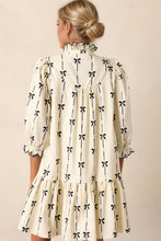 Load image into Gallery viewer, Cute Summer Full Size Frill Bow Print Half Sleeve Mini Dress Elegant & Trendy Fashion Dress For Women Stylish Dress