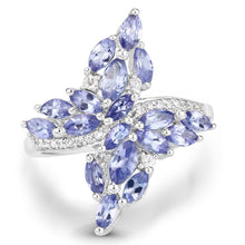 Load image into Gallery viewer, 1.73 Carat Genuine Tanzanite and White Zircon .925 Sterling Silver Ring