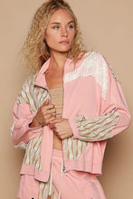 Load image into Gallery viewer, Modern Women Pink Applique Patchwork Zip-Up Jacket Artistic Details And Functional Design