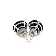 Load image into Gallery viewer, 14k White Gold 8.0mm Round Black CZ Stud Earrings