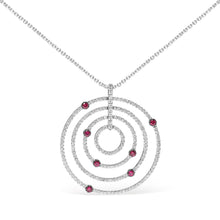 Load image into Gallery viewer, 18K White Gold 2 1/6 Cttw Pave Set Diamonds and Red Ruby Openwork Circles 18" Pendant Necklace (G-H Color, SI2-I1 Clarity) - Adjustable up to 16" - 18"