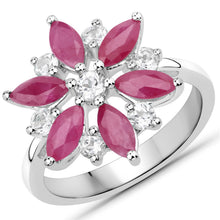 Load image into Gallery viewer, 1.81 Carat Genuine Ruby and White Topaz .925 Sterling Silver Ring
