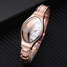 Load image into Gallery viewer, Women Fashion Luxury Watch Leather Strap Women Bracelet Clock Ellipse Rhinestone PU Sport Quartz Watch Wrist Watches For Women and Girls