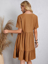 Load image into Gallery viewer, Classic Full Size V-Neck Short Sleeve Dress Casual & Comfortable Dress for Women