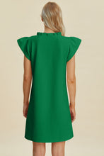 Load image into Gallery viewer, Double Take Full Size Ruffled V-Neck Cap Sleeve Dress – Ruffled V-Neck Dress, Cap Sleeve Dress, Elegant Ruffled Dress, Flattering V-Neck Dress, Stylish Full-Size Dress, Comfortable Ruffle Dress, Chic Cap Sleeve Dress