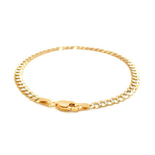 Load image into Gallery viewer, 3.6mm 14k Two Tone Gold Pave Curb Bracelet