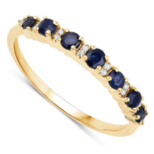 Load image into Gallery viewer, 0.43 Carat Genuine Blue Sapphire and White Diamond 14K Yellow Gold Ring