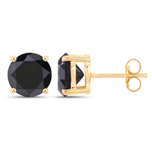Load image into Gallery viewer, 3.84 Carat Genuine Black Diamond 14K Yellow Gold Earrings