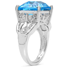 Load image into Gallery viewer, 10.30 Carat Genuine Swiss Blue Topaz .925 Sterling Silver Ring