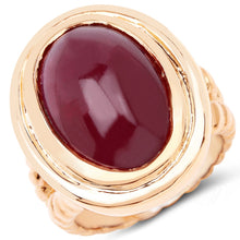 Load image into Gallery viewer, 14K Rose Gold Plated 17.60 Carat Genuine Glass Filled Ruby .925 Sterling Silver Ring