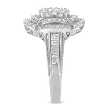 Load image into Gallery viewer, 14K White Gold 1.0 Cttw Round & Baguette Cut Diamond Floral Cluster Quatrefoil Channel Set Band Cocktail Statement Ring (H-I Color, SI2-I1 Clarity) - Size 6-3/4