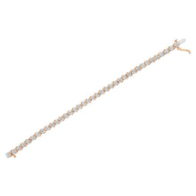 Load image into Gallery viewer, 14K Rose Gold Plated .925 Sterling Silver 1/10 Cttw Diamond Round Miracle Plate and "S" Link Tennis Bracelet (I-J Color, I2- I3 Clarity) - 7"