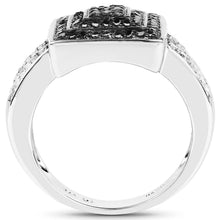 Load image into Gallery viewer, 0.55 Carat Genuine Black Diamond and White Diamond .925 Sterling Silver Ring