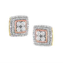 Load image into Gallery viewer, 10K Yellow, White, and Rose Gold Plated Sterling Silver Diamond Accent Earrings (I-J Clarity, I3 Color)