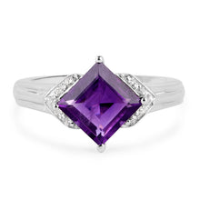 Load image into Gallery viewer, 2.55 Carat Genuine Amethyst and White Topaz .925 Sterling Silver Ring