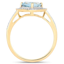 Load image into Gallery viewer, 1.58 Carat Genuine Aquamarine and White Diamond 14K Yellow Gold Ring