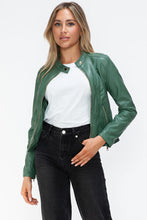 Load image into Gallery viewer, Women Classic Snobbish Faux Leather Zip-Up Drawstring Hooded Jacket Edgy & Casual PU Leather Jacket For Streetwear
