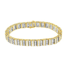 Load image into Gallery viewer, 14K Yellow Gold 5.50 Cttw Round and Baguette Diamond Link Bracelet