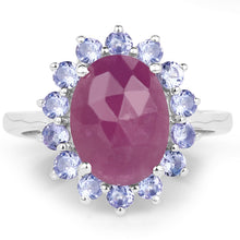 Load image into Gallery viewer, 5.53 Carat Genuine Pink Sapphire & Tanzanite .925 Sterling Silver Ring