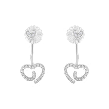 Load image into Gallery viewer, .925 Sterling Silver 1/4 Cttw Diamond Swirl Heart Front/Back Earrings (I-J Color, I2-I3 Clarity)