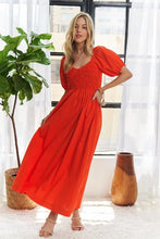 Load image into Gallery viewer, Popcorn Smocked Puff Sleeve Dress For Women – Textured, Elegant, Fluttering, Feminine, Stylish, Trendy For Special Occasions