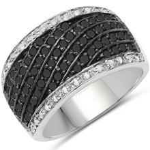 Load image into Gallery viewer, 0.79 Carat Genuine Black Diamond and White Diamond .925 Sterling Silver Ring