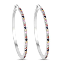 Load image into Gallery viewer, 2.24 Carat Genuine Multi Sapphire .925 Sterling Silver Earrings