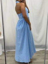 Load image into Gallery viewer, Black Ruched Halter Neck Midi Dress Sleek & Sophisticated Dress For Women