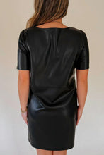 Load image into Gallery viewer, Black Round Neck Short Sleeve Mini Dress Basic Style Dress For Women Simple Style Dress