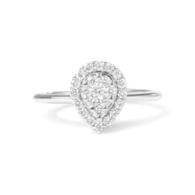 Load image into Gallery viewer, 10K White Gold 3/8 Cttw Round-Cut Lab Grown Diamond Cluster Pear Promise Ring (G-H Color, VS2-SI1 Clarity) - Size 7