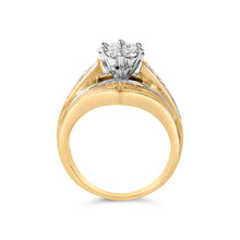 Load image into Gallery viewer, 14K Yellow Gold 2-1/3 Cttw Diamond Cluster Channel Set Chevron Shaped Engagement Ring (H-I Color, SI1-SI2 Clarity) - Ring Size 7