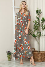 Load image into Gallery viewer, Floral Round Neck Short Sleeve Maxi Tee Dress β Casual and Comfortable Floral Maxi Dress with Relaxed Fit and Short Sleeves