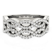 Load image into Gallery viewer, Diamond Studded Double Interlocking Waves Ring in 14k White Gold (5/8 cttw)