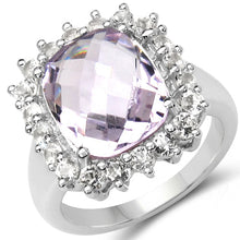 Load image into Gallery viewer, 5.55 Carat Genuine Pink Amethyst and White Topaz .925 Sterling Silver Ring