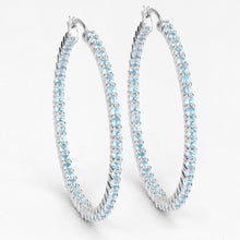 Load image into Gallery viewer, 3.60 Carat Genuine Swiss Blue Topaz .925 Sterling Silver Earrings