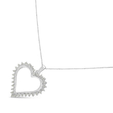 Load image into Gallery viewer, .925 Sterling Silver 1/4 cttw 3-Prong Diamond Open Heart 18" Pendant Necklace (I-J Color, I3 Clarity)