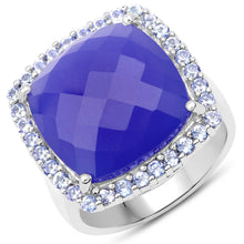 Load image into Gallery viewer, 11.56 Carat Genuine Blue Chelcedonia and Tanzanite .925 Sterling Silver Ring