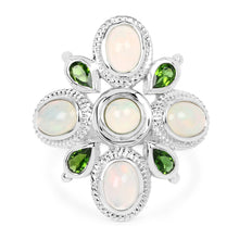 Load image into Gallery viewer, 2.97 Carat Genuine Ethiopian Opal And Chrome Diopside .925 Sterling Silver Ring