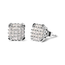 Load image into Gallery viewer, 10K White Gold 3/4 Cttw Princess Diamond Composite Open Frame Stud Earrings (I-J Color, I1-I2 Clarity)