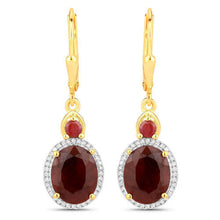 Load image into Gallery viewer, 6.98 Carat Dyed Ruby and White Diamond .925 Sterling Silver Earrings